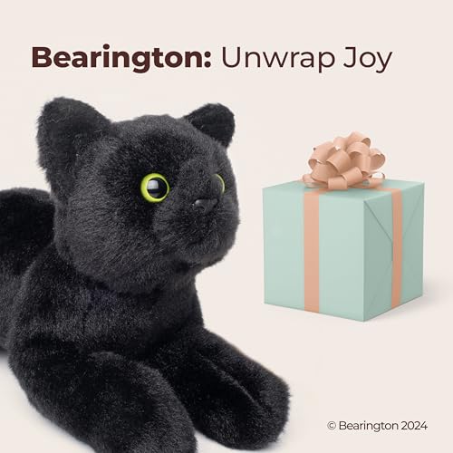 Image of Bearington Lil' Jinx Black Cat Plush - 8 inch Realistic Black Cat Stuffed Animal Toy with Soft Fur and Lifelike Details - Adorable Kitty Plushies Gift for Kids, Toddlers, and Animal Lovers
