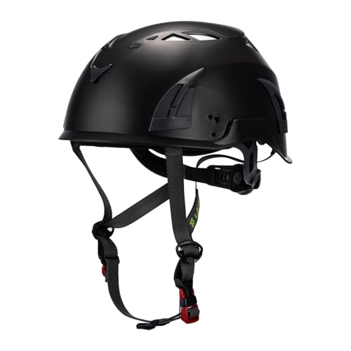ClimbPro Safety Helmet for Rock Climbing Durable Lightweight Shell Adjustable Chin Strap Ventilated Design for Outdoor Adventure. (Black)