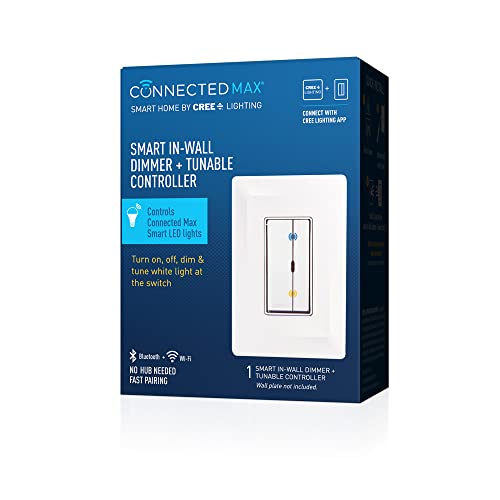 Cree Connected Max Smart In-Wall Dimmer & Tunable Controller For Connected Max Smart Bulbs, Smart Dimmer Switch, Compatible W/Any Connected Max Smart Bulb, Bluetooth + Wifi, 2.4 Ghz, White, 1 Switch #TOP1