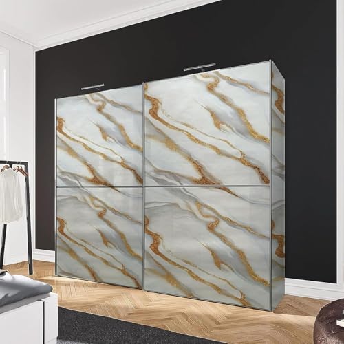 Image of Self Adhesive Marble Wallpaper Kitchen Oil Proof & Waterproof Wallpaper for Cabinet Makeover, Almirah, Plastic & Tabletop, Wardrobe (60x200cm) (New White Waves)