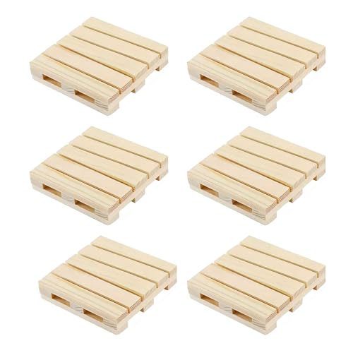 Set of 6 Unfinished Mini Wooden Pallets, Rustic Industrial Decor for DIY Crafts, Fairy Gardens & Tabletop Displays (4' x 4' x 0.6')