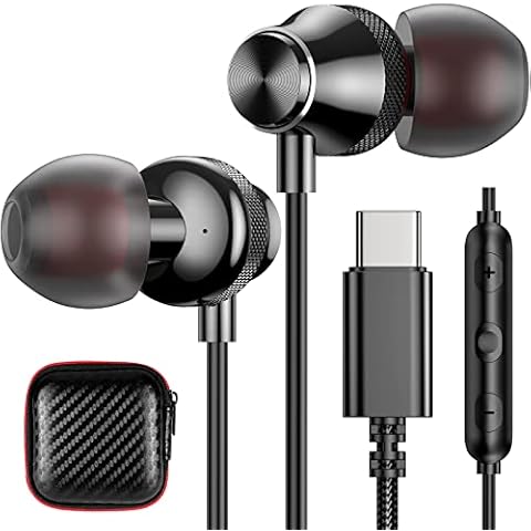 USB C Headphones for Samsung A53 A33 S22 Ultra S21 FE S20 Z Flip 4,USB Type C Earphones with Mic & Volume Control In-Ear Wired Earbuds Noise Canceling Nylon Braided Headset for Pixel 6a Oneplus 10 Pro Cover