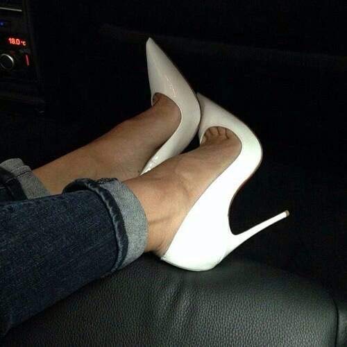 Elisabet Tang Women Pumps, Pointed Toe High Heel 4.7 inch/12cm Party Stiletto Heels Shoes White 11