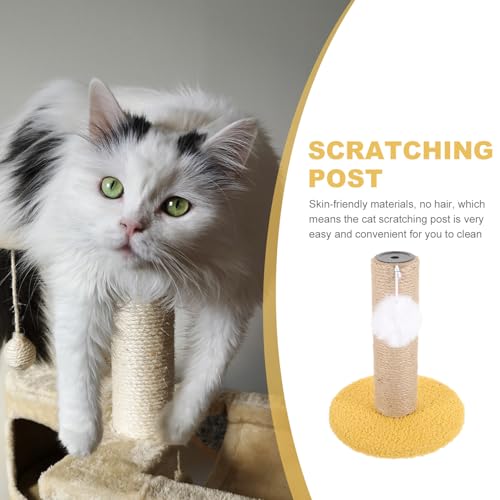 Rascador vertical para gatos con cuerda de sisal amarilla miniatura 7