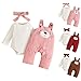 Baby Girl Clothes Newborn Romper Cute Bear Embroidered Suspender Pants Fall Winter Outfits with Bow Headband for 0-2 Years