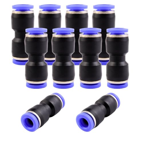 10 Stück 7mm Pneumatikverbinder Pneumatik Steckverbinder Push In Schnellkupplung Pneumatic Straight 7mm Schnellkupplungen Pneumatik-Werkzeuge für Druckluft Schnellsteckverbinde