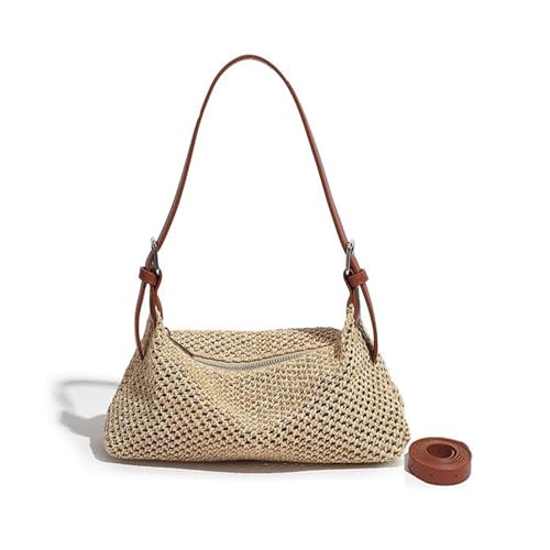 Image of Straw Beach Tote Bag for Women Summer Straw Purse Mini Beach Vacation Purses Small Woven Clutch Crossbody Shoulder Bag