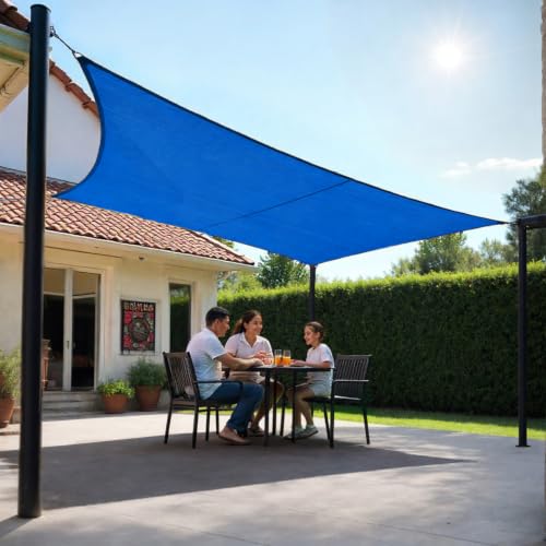 Image of HIPPO Shade Sail 9.5 Feet x 5 Feet Sun Shade 98% UV Block for Canopy Cover, Outdoor Patio, Garden, Pergola, Balcony Tent (Marine Blue)
