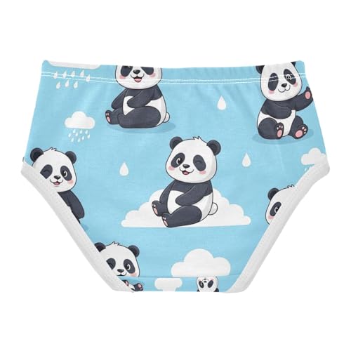 Toddler Girl Briefs, Cute Cartoon Pandas Blue Girls' Cotton Brief Underwear, 2T–8 Years2