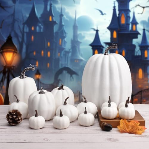 Calabazas artificiales duraderas para decorar sin manchas en Halloween 8