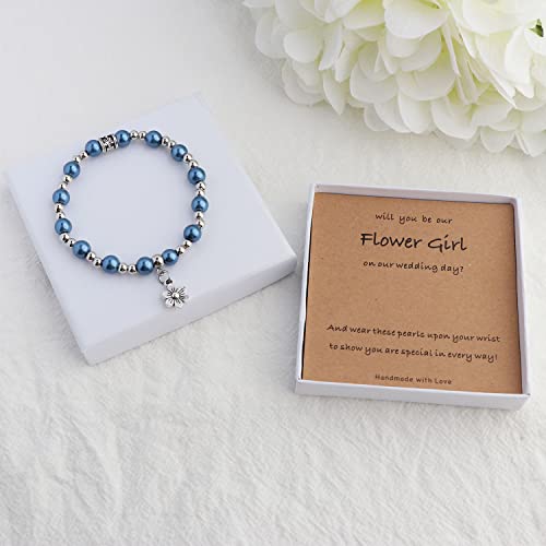 Image of Flower Girl Proposal Gifts, Will You Be My Flower Girl? Thank You Bridesmaid Cute Stretchy Bracelet Gifts for Girls On Wedding Day