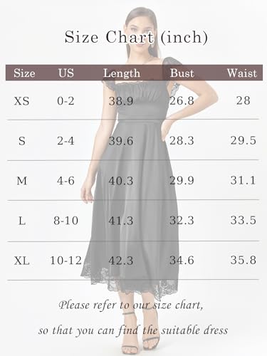 Image of EYNMIN Lace Strap Chiffon Dresses for Women Casaul Flowy A Line Midi Tea Party Dress