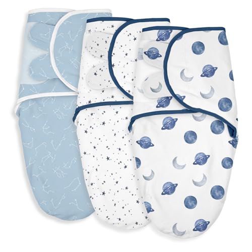 Image of Organic Baby Swaddle Sleep Sacks, 3-Pack Swaddles for Newborns Baby Essentials, Infant 0-3 Months, 100% Cotton Soft & Snug Adjustable Wrap Nursery Swaddling Blankets Improves Sleep
