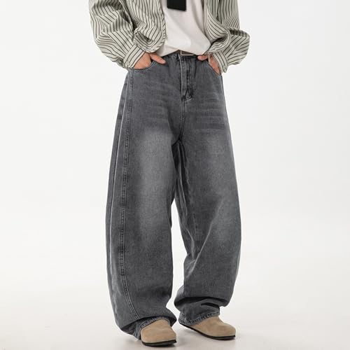 Mens Baggy Jeans Y2k Wide Leg Loose Fit Jeans Streetwear Denim Washed Hip Hop Pants3