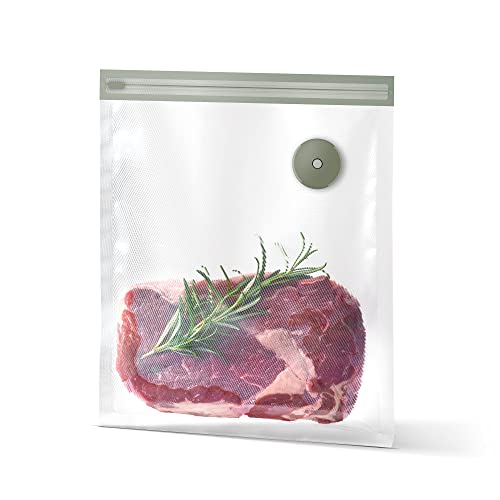 Electrolux 20-Pack Reusable Vacuum Bags For Vacuum Pump, Size 23x26cm, Model EVRB1, BPA Free Plastic, Safe For Micro, Freezer, Refrigerator, Cooking, Sud&Sous Willow, Airtight Food Storage