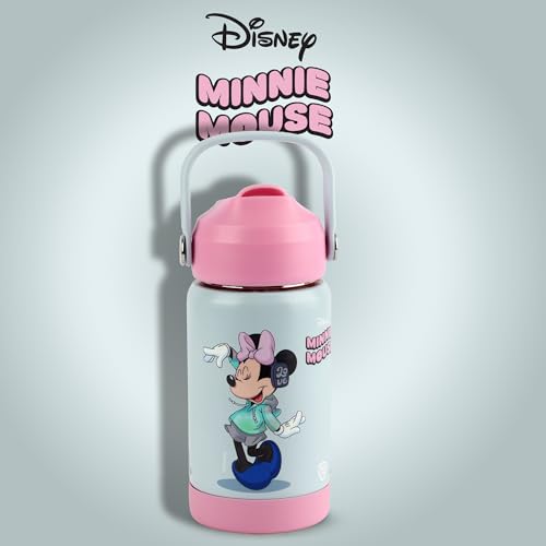 Image of CELLO Kidzbee Gen Alpha Stainless Steel Kids Flask Water Bottle 370ml | 3D Minnie Mouse Touch & Feel Design Leakproof Lightweight Easy to Carry Hot and Cold Kids Flask Water Bottle For School & Travel