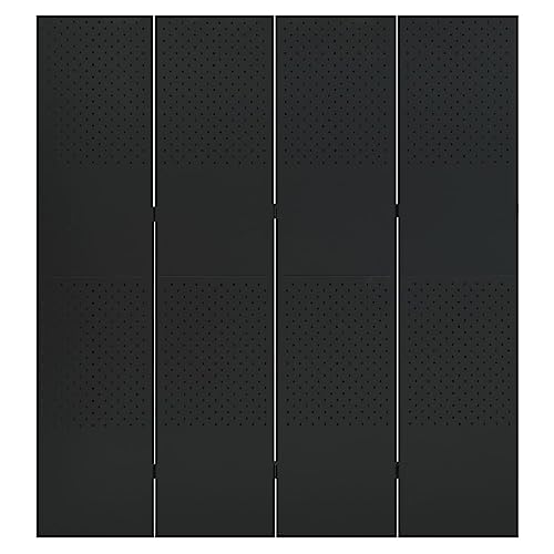 Genérico Biombo Divisor de 4 Paneles Acero Negro 160x180 cm,Divisores de ambientes-335898
