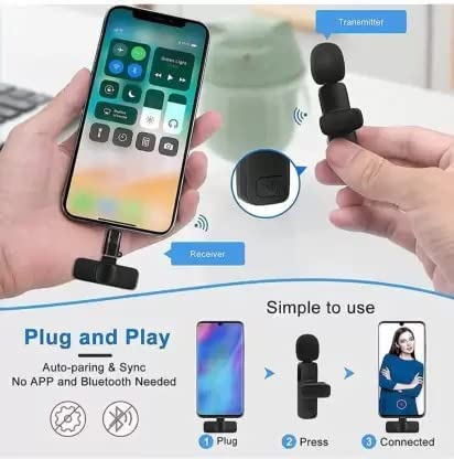 Image of BQYA 2.4 ghz Omnidirectional Lavalier Wireless mic Noise cancallation 50 Meter Range Plug & Play Rechargeable Microphone for Andriod /Type-c /iPhone /Laptop All USB Devices for YouTube etc