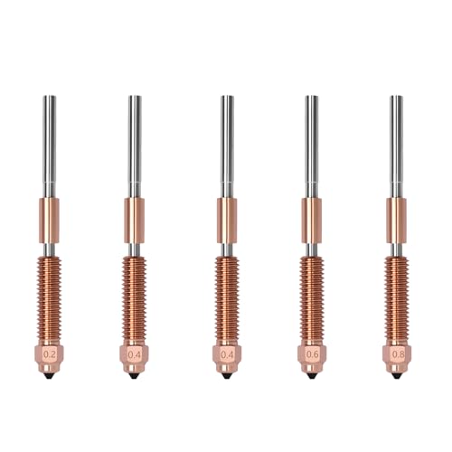 5PCS Quick-Swap Nozzle for Creality K1C Titanium Copper Alloy Hardened Steel Nozzle All-Metal Integrated High Temperature 0.2/0.4/0.6/0.8MM Nozzle Kits for K1C/Ender 3 V3 3D Printers