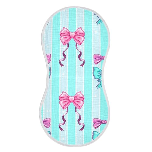 xigua Blue Bows Baby Burp Cloths for Newborn Boys and Girls 1 Pack, Soft & Absorbent Cotton Baby Burp Cloth, Baby Washcloths, Newborn Towel, Burp Rags