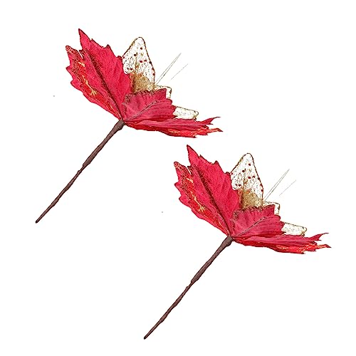 Alipis 2 Piezas Flor De Navidad Ramitas De Navidad Flores Artificiales Rosa Flores Artificiales Artificial Falsa Flora Artificial Decorativa Real Miniatura Falso Rojo Paño
