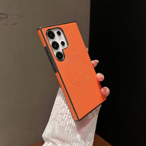 Coque de couleur unie motif litchi pour Samsung S24Ultra : l'esprit de luxe