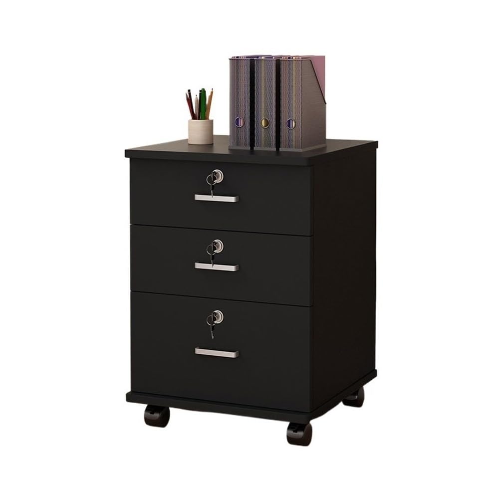 Aioneer File Cabinet Simple Locking File Cabinet Mobile Low Cabinet With Drawers File Organizer Office File Cabinet Filing Cabinet-Black