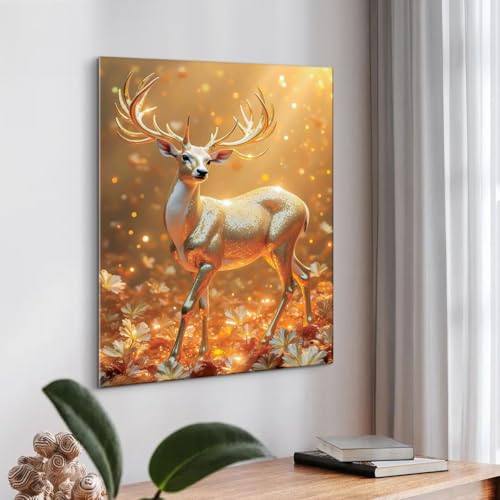 Image of ArtX Canvas Vastu Golden Deer Wall Painting, Big Size Canvas Painting For Living Room, Bedroom, Multicolor, Abstract, 58.0 X 45.0 cm, Set of 1