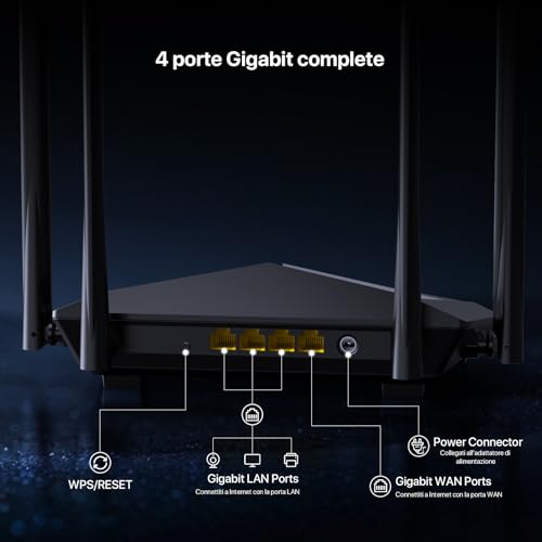 AC10 Gigabit Router Wi-Fi Dual Band AC1200 Wireless, 4 Porte Gigabit, Parental Control e Rete Ospiti, IPTV, VPN Server, IPv6, WPS, Adatto per Case a Un Piano - Router - Immagine 7