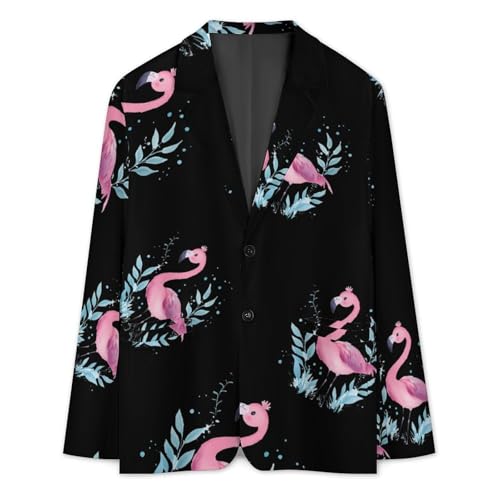 Blue Leaves Flamingo Mens Blazer Lightweight Sport Coat Two Button Suit Jackets3