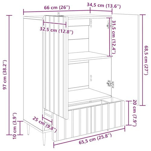 Cómoda con cajón de roble para pasillo y armario auxiliar de salón 3