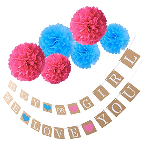 ABOOFAN Birthday Banner 1 Set Paper Flower Balls Shower Girl Decorations Photo Booth Boys and Girls Party Favors