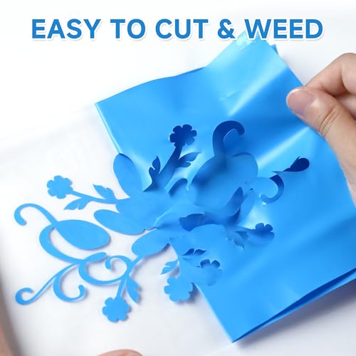 Image of RENLITONG Lake Blue HTV Iron on Vinyl 12Inch by 10ft Roll Heat Transfer Vinyl for T-Shirt HTV Rolls for All Cutter Machine - Easy to Cut & Weed for Heat Transfer Design