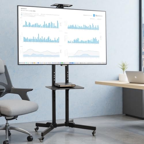 Qucover テレビスタンド tvスタンド キャスター付き 32~65インチ対応 tv stand モニタースタンド テレビスタンド ハイタイプ VESA/横100〜600mm/縦100〜400mm 耐荷重40kg 高さ調節可能 上下15°調整 家用/学