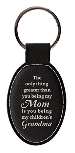 Only Thing Greater Than Mom is Being Grandma Leatherette Oval Keychain Key Tag Black