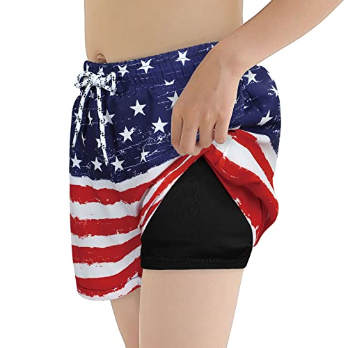 Zando Boys 4th of July Swim Trunks Boys Swim Trunks Size 10-12 Swimsuit Boy Toddler Boy Swim Shorts Toddler Bathing Suit Boy Quick Dry Swimwear American Flag 10-12 Years2