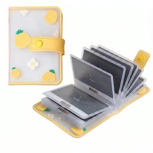 Kraptick Card Holder Wallet - Slim Credit Card Holder, Visiting Card Organizer, Multi Slot Pocket Card Wallet with Secure Closure, Compact Travel Card Case (Yellow Flower)