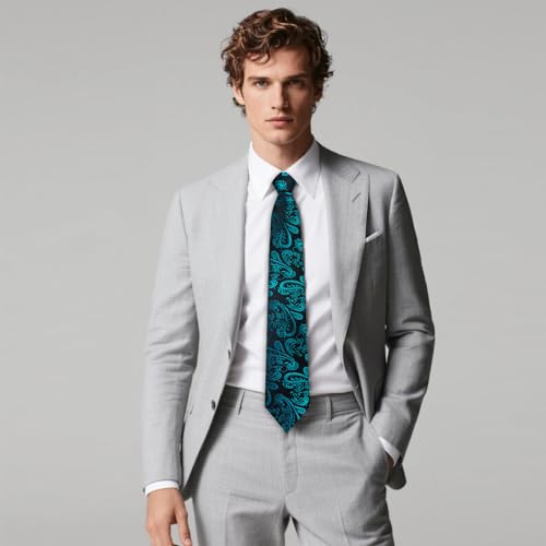Image of DiBanGu Mens Paisley Tie Set Silk Woven Jacquard Necktie and Pocket Square Cufflinks Gift Set for Wedding Bussiness