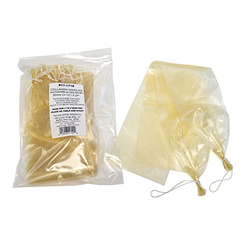 The Sausage Maker - Collagen Sausage Casings, 90mm (3 1/2") x 24", Pre-Tied (20pcs)