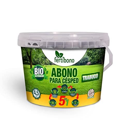 FERTIBONO Abono Césped, Antimusgos, Liberacion Lenta, Primavera, Verano, Otoño, Acción 5 en 1 (4,5 Kg)