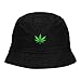 Mens Bucket Hat Weed Cannabis Embroidered Washed Cotton Classic Bucket Hat (Black,7 1/2)