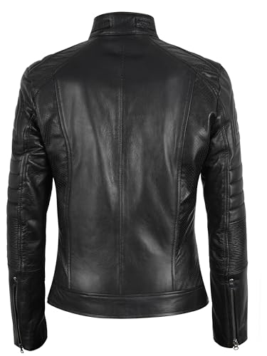 Cafe Racer Leather Jacket Women - Moto Biker Style Womens Leather Jacket Casual Fashion4