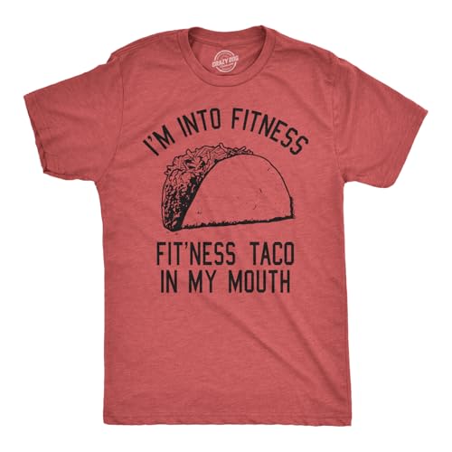 Mens Fitness Taco Funny T Shirt Sarcastic Gym Tee for Guys Red XXL