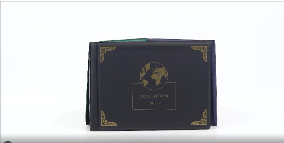 Coin Collection Supplies Holder Book for Collectors, 300 Pockets Coin Collection Organizer Storage Box Case Album for 20/25/ 27/30/ 38mm Coin (Earth pattern black)