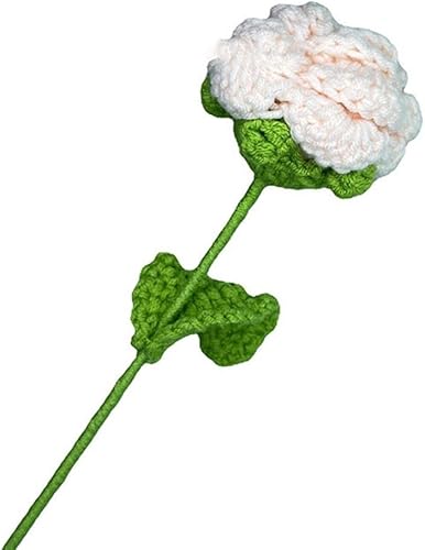 Miniatura 4 de Ramo de rosas de ganchillo tejido de una sola flor hecha a mano para San Valentín romántico, decoración del hogar de la boda