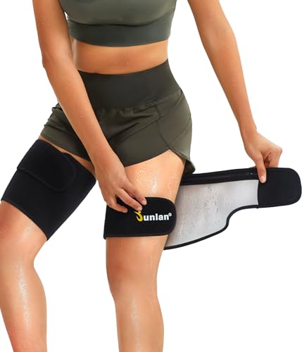 Junlan Thigh Slimmer for Women - Thigh Slimmer Wrap for Gym Workout and Running(Black Medium)