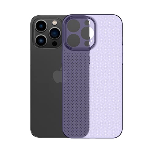 Coque iPhone 12 ultra mince en PC rigide violet au design respirant haut de gamme