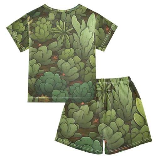 ALAZA Green Cactuses Pajama Set Short Sleeve Sleepwear Soft Lounge Nightwear2