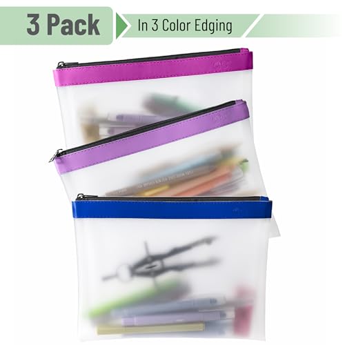 Image of Mr. Pen- Clear Pencil Pouch, 9 inch x 6.88 inch, 3 Pack, Durable TPU Material | Large Water-Resistant Pencil Bags with Smooth Zipper, Multipurpose Clear Pouch for Stationery, School, Office