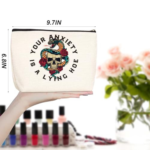 Mental Health Makeup Bag Cosmetic Bags Skull Decor Travel Toiletry Bag Mental Health Gifts Zipper Pouch Inspirational Gifts for Women Girls Sisters Psychologist Therapist Counselor Medical Personnel2